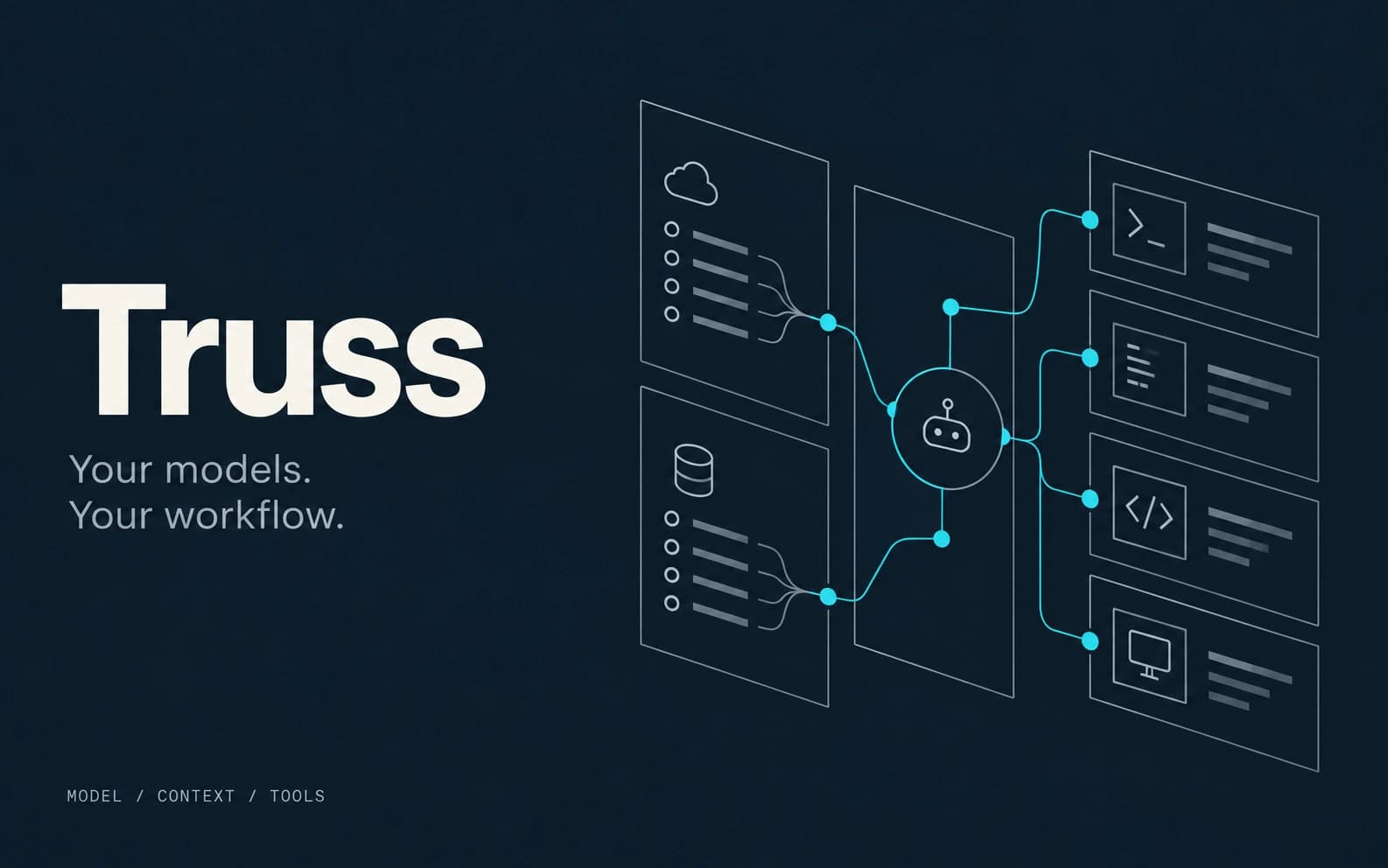 Truss editorial cover with typography and a conceptual software workflow